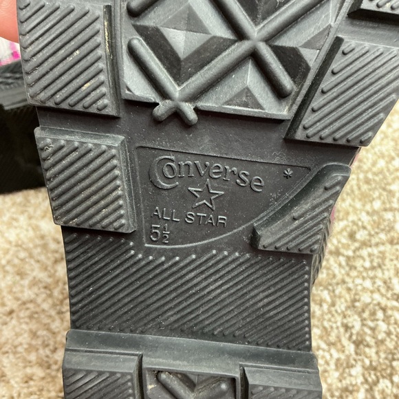 Converse Pink and Gray Plaid High-Top Boots - Picture 5 of 8